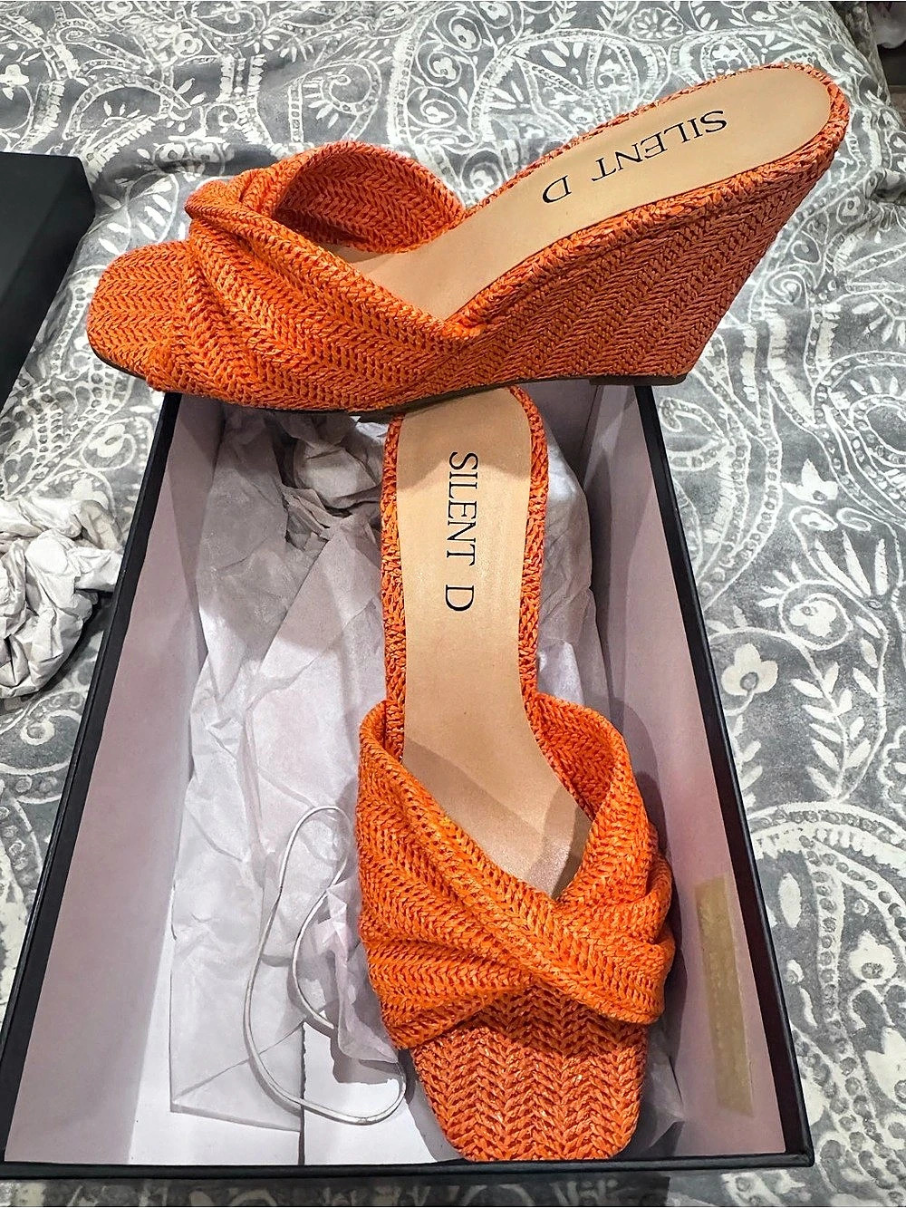 Raffia Wedge Heels Orange EU 37 Brand New